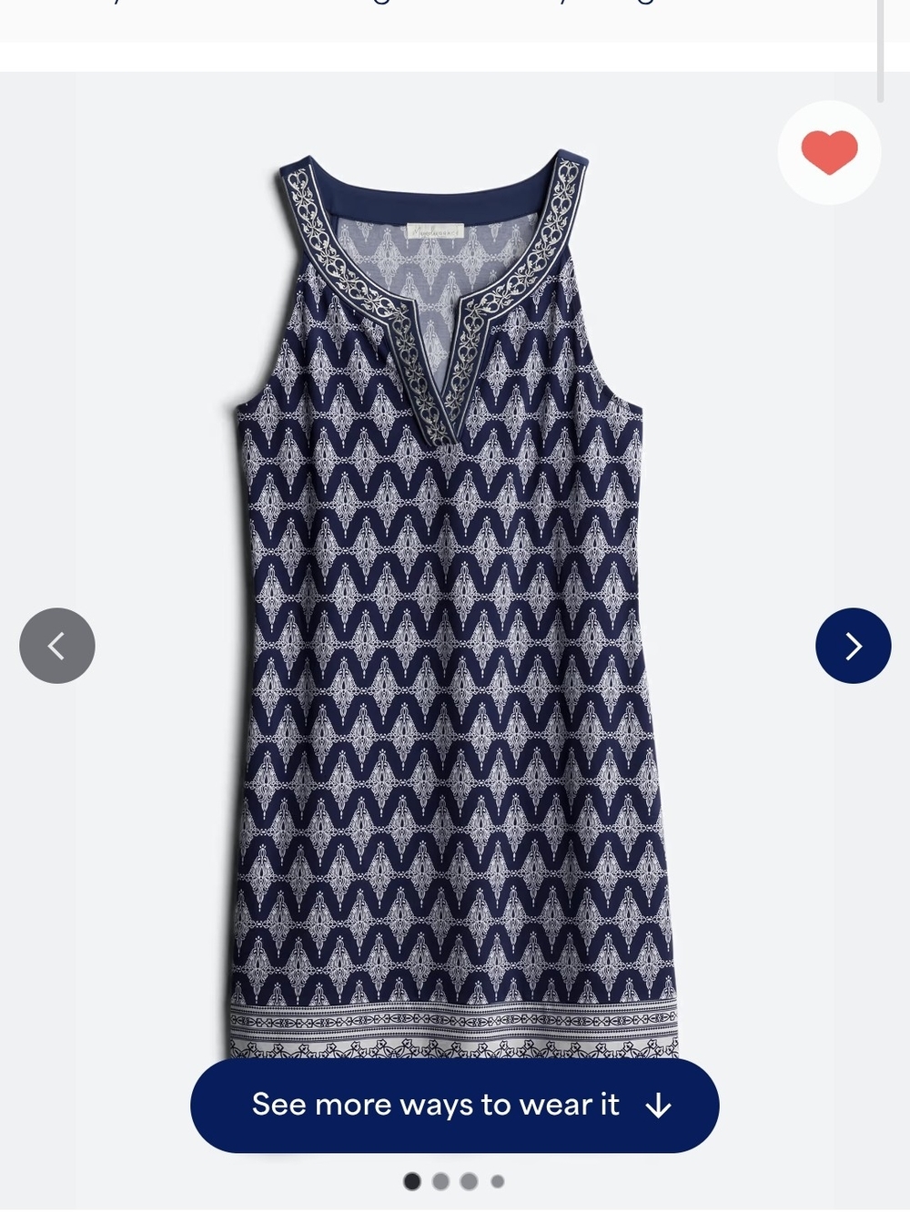 Sleeveless Navy Patterned Shift Dress